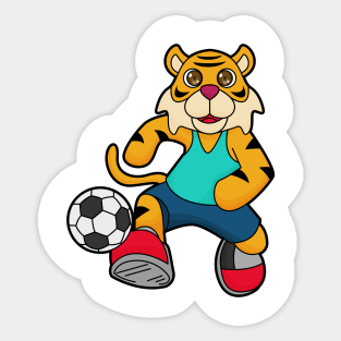 Tiger as Soccer player with Soccer ball Sticker